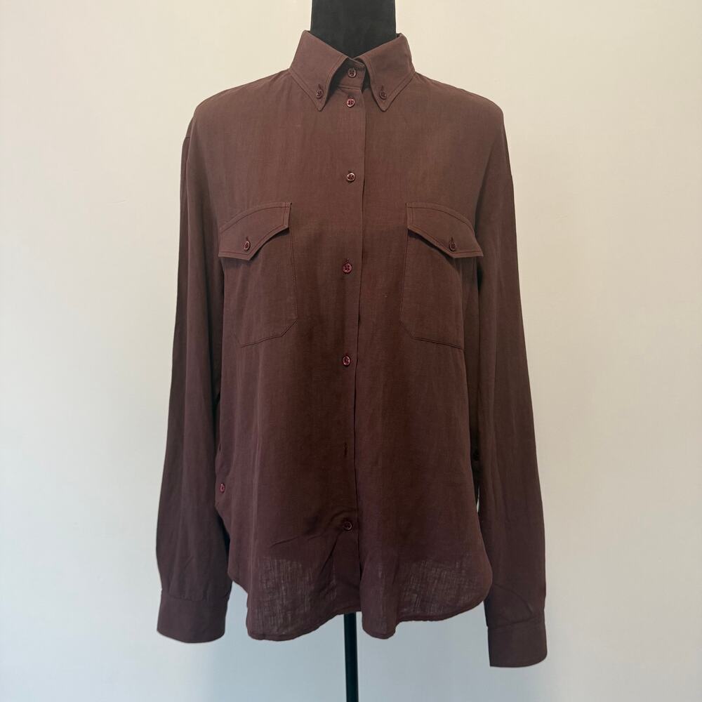 Vintage Alexander McQueen Mens Italian Burgundy Button Up Shirt RARE Size 46